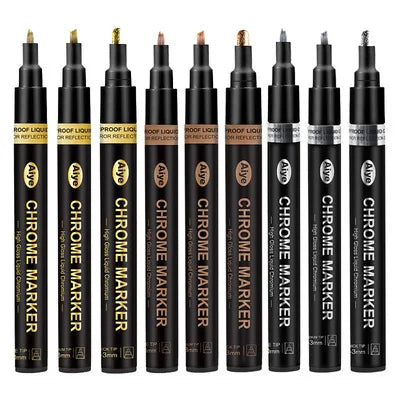 Premium Gold Silver Mirror Chrome Metallic Marker Repairing Waterproof Permanent Gloss Oil Based Liquid Paint Pen Chrome Marker