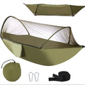 WOQI Adult Outdoor Camping Hammock Durable Nylon with Adjustable Mosquito Net Portable Parachute Material for Garden Swing