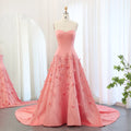 Luxury Strapless Appliqued Flower A-line Evening Dresses With Long Train Jancember SZ470-1
