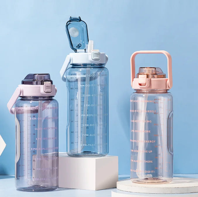 Large Capacity Drink Bottle Plastic Fat Sippy Cup Clear Kids Sport 2 Litre Water Bottle