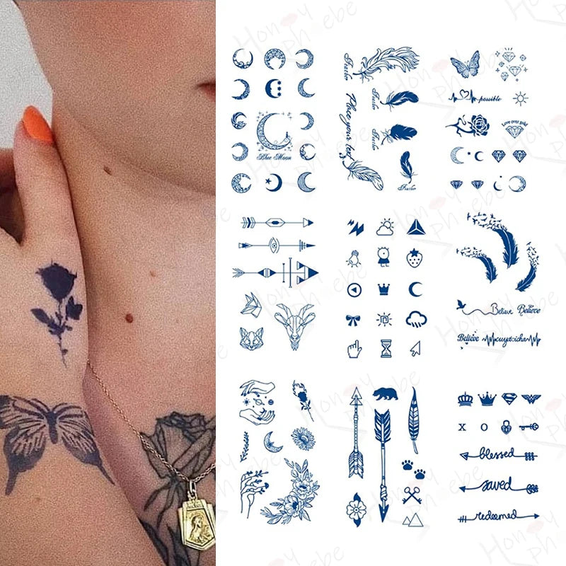 Honey Phoebe Herbal Semi Permanent Juice Tattoo Sticker Waterproof Long Lasting Real Simulation Tattoo Various Patterns