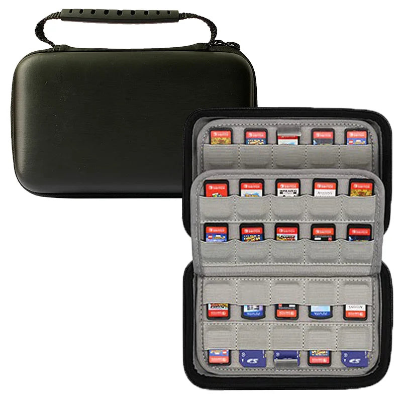 Hard Card Case for Nintendo Switch Game Card Case with 80 Slots PS Vita SD Memory Card Holder Storage Zipper Bag