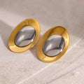 Statement Stainless Steel Metal Smooth Temperament Stud Earrings High Quality Polished Jewelry Waterproof 18K PVD