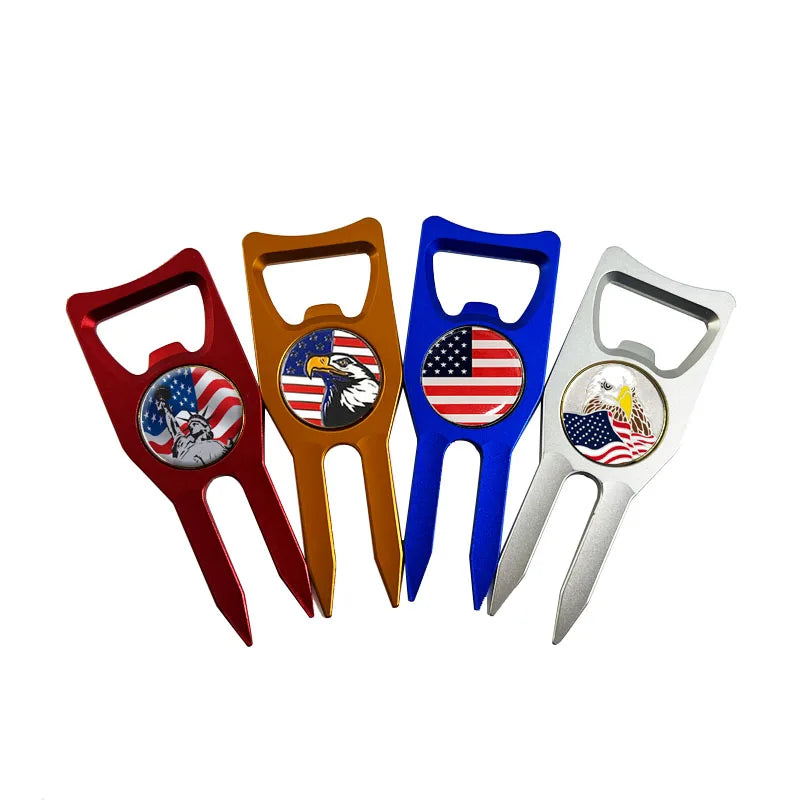 Factory Direct Sale Metal Golf Divot Tool Golf Pitch Forks Set With Hat Clip Ball Marker