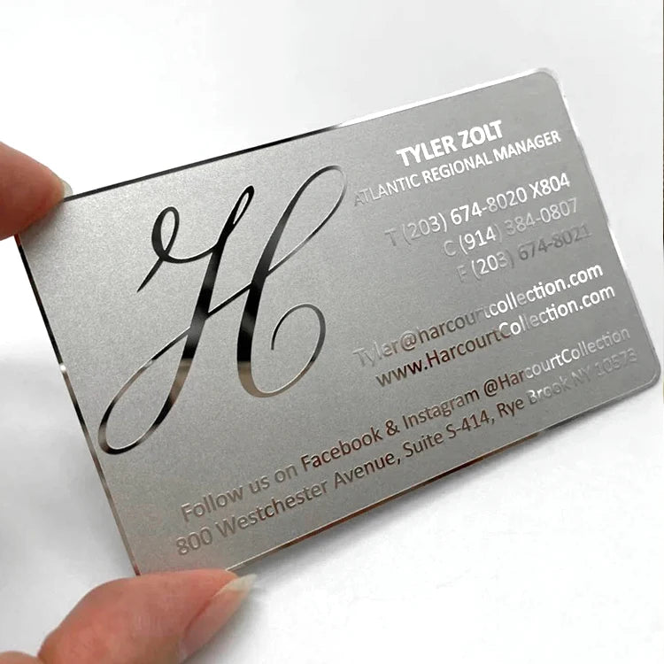 Custom Laser Cutting Mirror Polishing Gold Silver Metal Business Cards Without Logo Printing