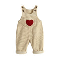 Children's Clothing 2025 New Children's Suspender Pants Boys and Girls Corduroy Suspender Pants love Embroidered Jumpsuit