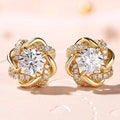 CAOSHI Vintage Style Flowers Design Imitated Diamond Small Earrings for Women Wedding Fashion Jewelry Gold Plated Stud Earrings
