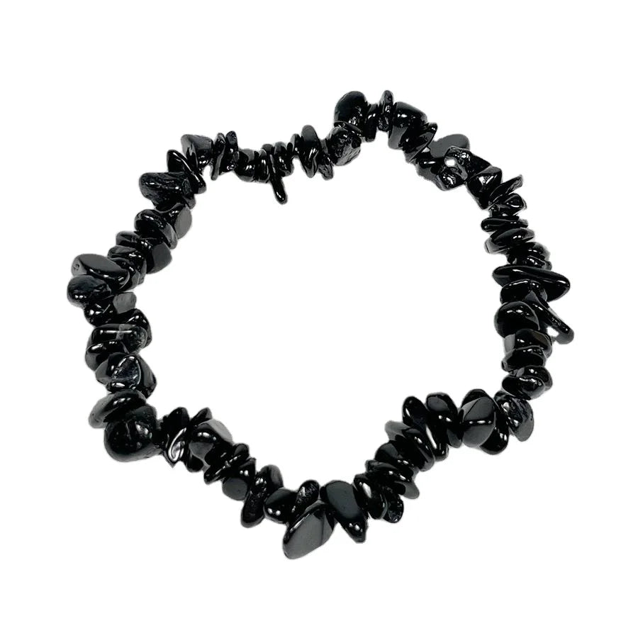 Wholesale Natural Irregular Crystal Gravel Stone Black Tourmaline Gemstone Chips Bracelet New Women Charm Jewelry Gift