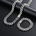 Men's Miami Cuban Chain Link Ice Out Diamond Necklace and Bracelet Hip Hop Jewelry