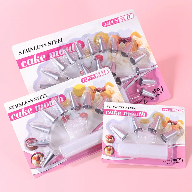 Wholesales Cake Nozzle Set 24 PCS Stainless Steel Pastry Cakes Decorations and Tools Cake Tools Baking Tools Custom