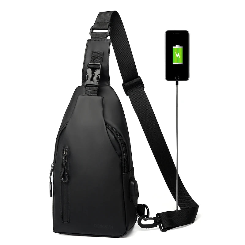 Wholesale Custom Waterproof USB Charging Sport Crossbody Sling Outdoor Large-capacity Travel Male Anti-Theft Chest Bag