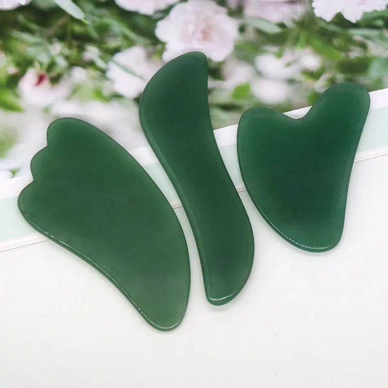 HZ New Arravel Concave Shaped Gua Sha Guasha Board Green Aventurine Jade Stone Scraping Massage Tool for Body Care