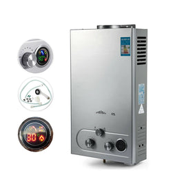 16L Portable Electric Water Heater Stainless Steel Tankless Instant Shower Hot Water Heater Flue Type Exhaust for Household Use