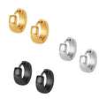 Waterproof Gold Plated Stainless Steel Earring Gold Silver Black Jewelry Earrings Round Stainless Steel Hoop Earring for Woman