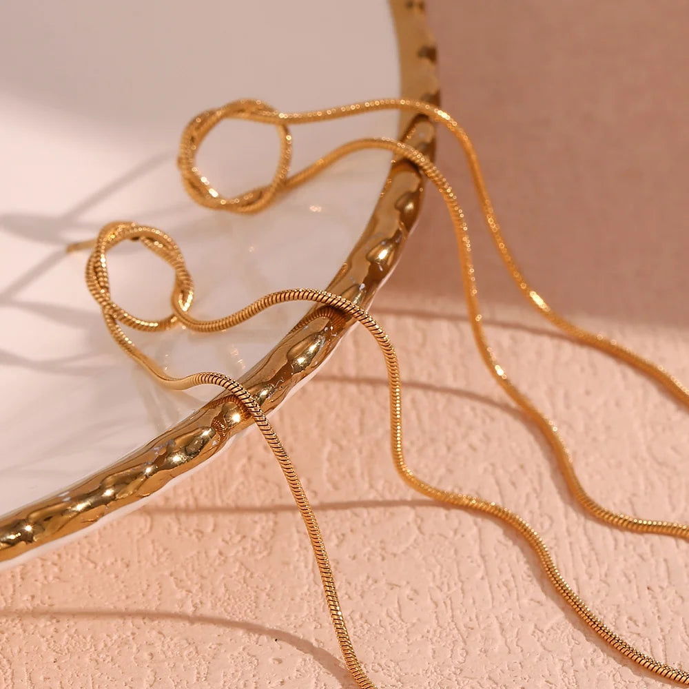 Twisted Snake Chain Tassel Earrings 18k Gold Plated Stainless Steel Earring Waterproof Jewelry Boucles D'oreilles