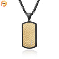 Ready to Ship Blank Hammered Stainless Steel Pendant Two Tone Cz Stones Inlay Necklace Custom Jewelry