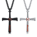 Sport Men Jewelry Stainless Steel Baseball Bat Cross Pendant Necklace