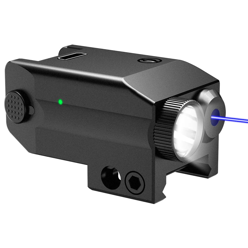 2023 Newest Ultra Hunting Aluminum LED Light Blue Laser Sight Flashlight with 10x Magnification and Blue Laser Scope