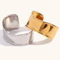 Pulseiras Femininas Chunky Cuff Bangle PVD Gold Plated Wide Bracelet Tarnish Free Statement Bangle 316L Stainless Steel Jewelry
