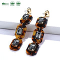 BSCI Factory YHJ Wholesale Custom Rectangle Rhinestone Light Luxury Acrylic Acetate Earrings Women Fine Fashion Jewelry Earrings