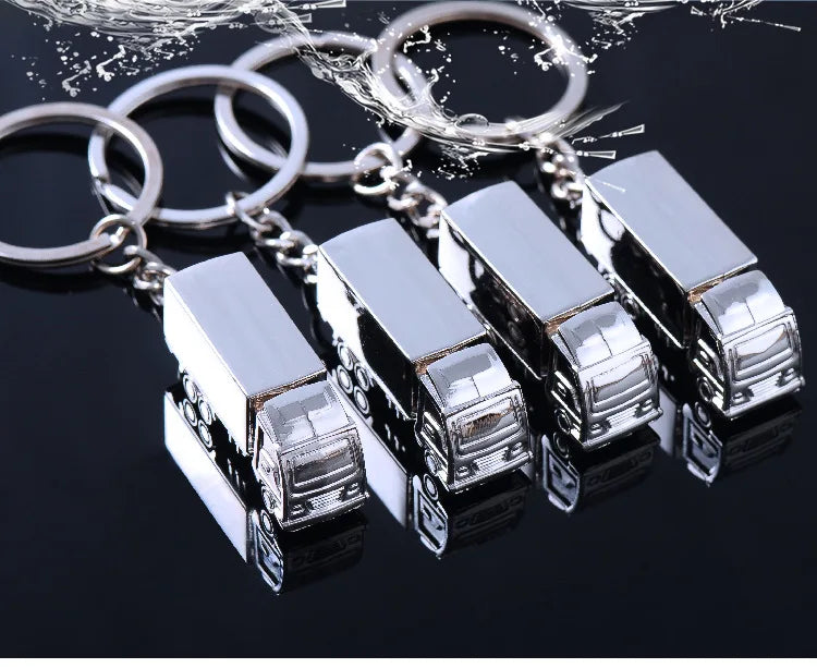 Wholesale Creative Custom logo Mini Simulation Metal 3D Truck Keychain Holder Key Rings Promotional Metal Key Chains Car Keyring