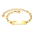 Tarnish Free Stainless Steel Personalized Jewelry Gold Plated Engraved DIY bar Charm Bracelet