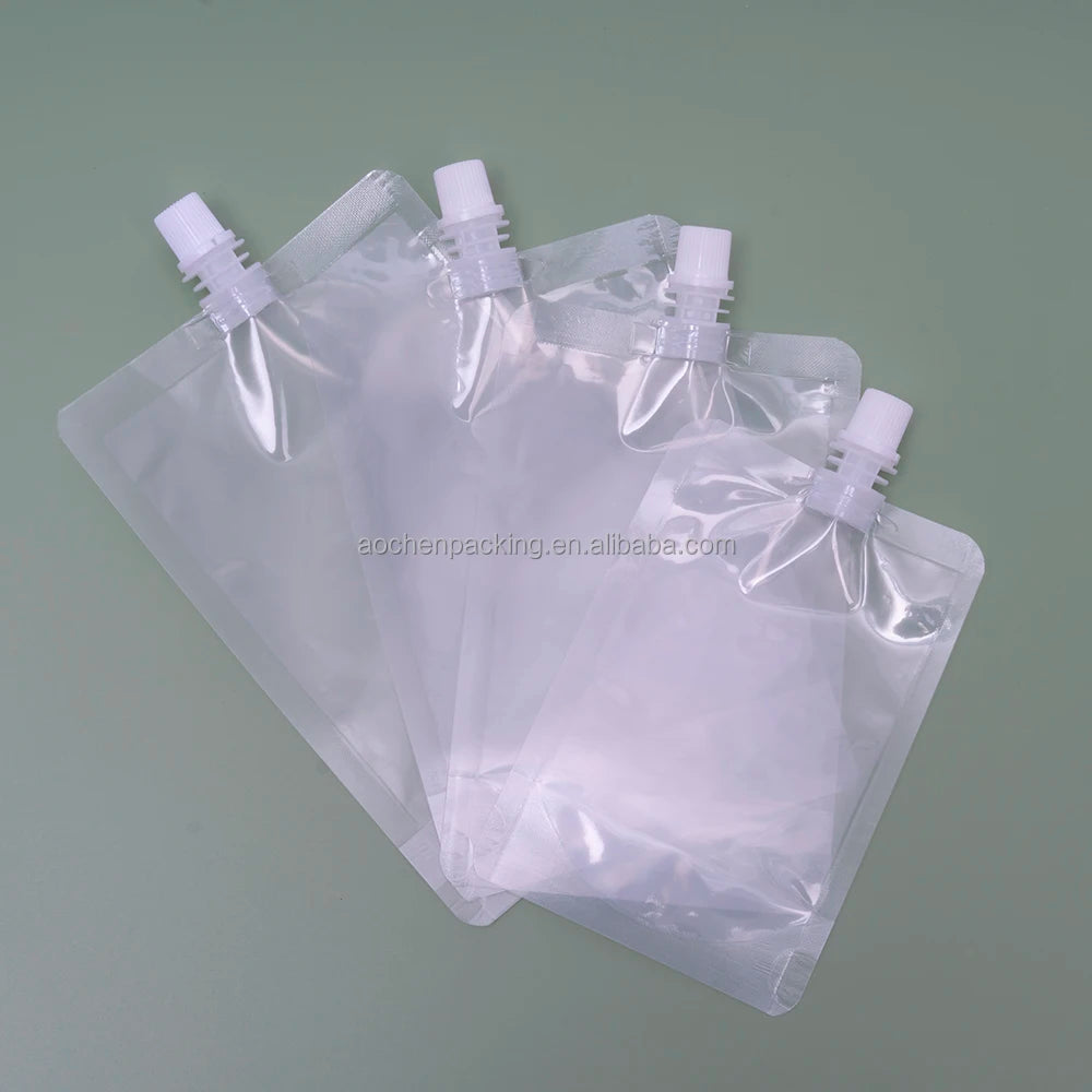 Custom Transparent Stand up Spout Pouch Secure Liquid Packaging for Mineral Water and Energy Drinks Low MOQ