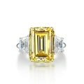 14K White Gold Luxury Statement Band Rings Three Stone Emerald Cut Ring for Women