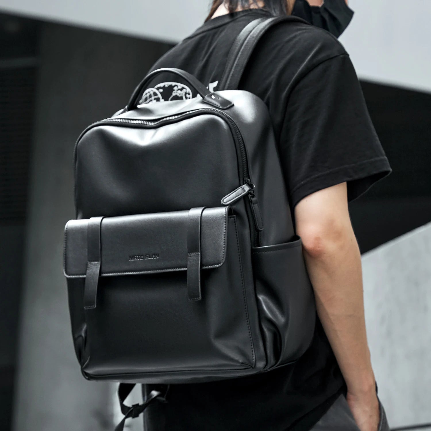 Mate Elan PU Leather Laptop Bags for Men Rucksack Waterproof Business PU Leather Backpack
