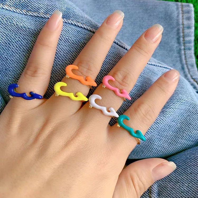 RA1115 Hot Selling Neon Love in Arabic RingsEnamel Rainbow Colorful Houb Arabic Letter Rings for LadiesArabic Jewelry