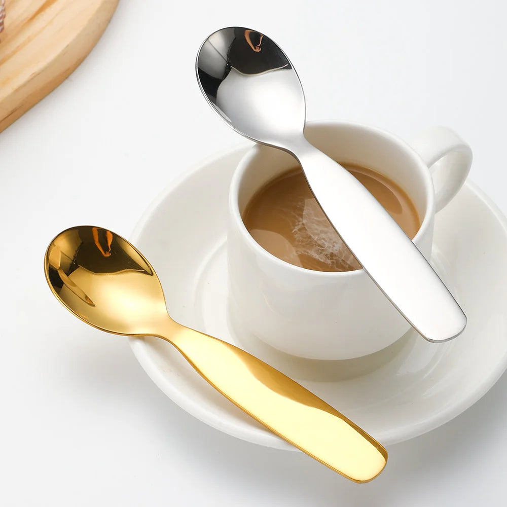 Hot Sale 304 Short Handle Tea Spoon Flatware Dessert Fork Spoon Silverware  Stainless Steel Children's Cutlery