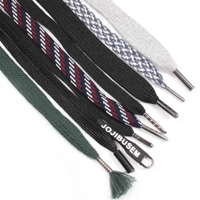 Custom Design 5mm 6mm Non Elastic Nylon Flat Drawcord With Metal Tips Print logo Garment Use Drawstring