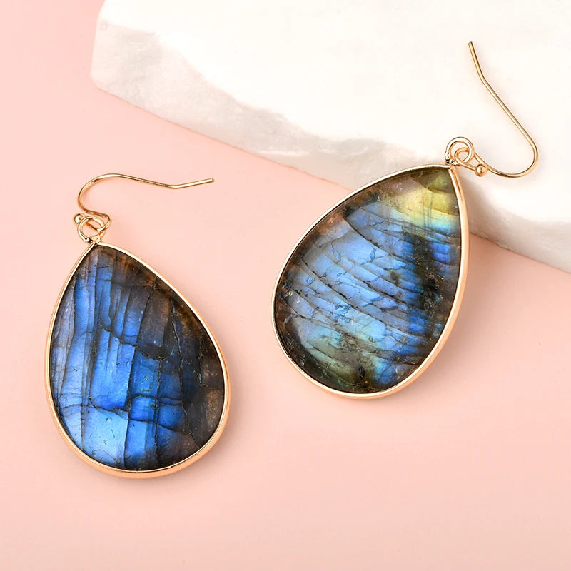 Nice Blue Flash Labradorite Drop Earring Labradorite Drop Dangle Earring for Women