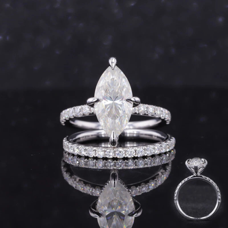 14k Gold Mossanite Diamond Engagement Ring Set Women Custom Moissanite Ring