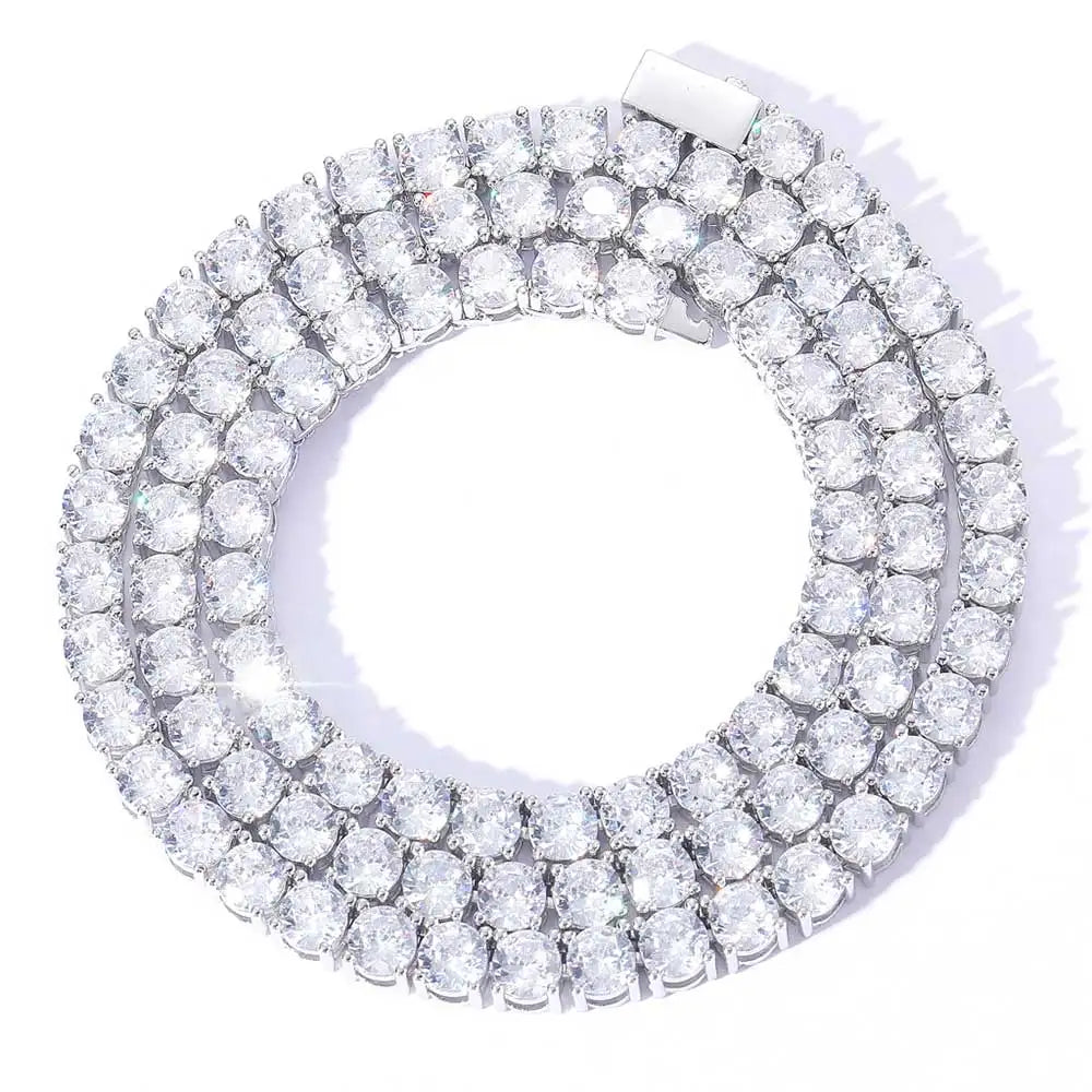 NUOYA Hip Hop Tennis Chain Necklace 5mm Gold Plated Iced Out Bling Tennis Chain Diamond Bracelet Fine Jewelry Gift for Women