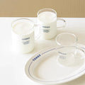 Solhui Blue Letters Glass Coffee Cup Glass Tea Milk Water Drinking Mug