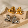 18k Gold PVD Hypoallergenic Waterproof Stainless Steel Heart Charms Love Earrings Studs Jewelry for Women