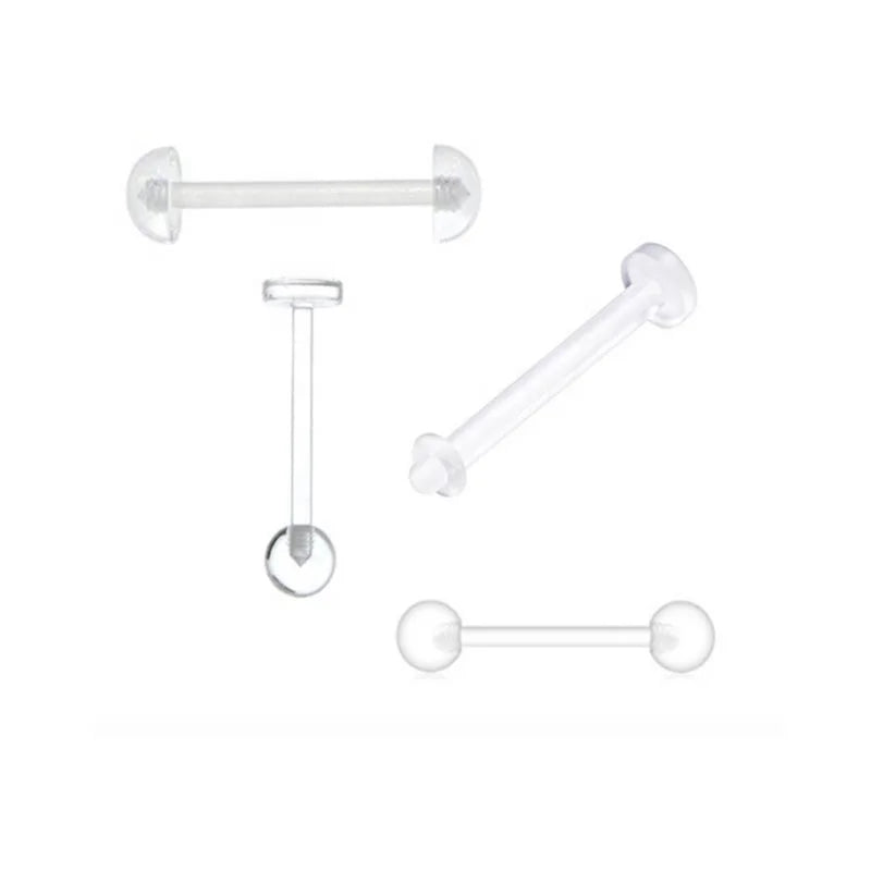 Half BallFlat Bottom with Ball Ball Flat Bottom Clear Tongue Retainers Piercing Jewelry