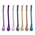 Gold Blue Wholesales Cheap Stocked Yerba Mate Reusable Straws Stainless Steel Filter Reusable Bombillas Coffee Straws Soup Spoon