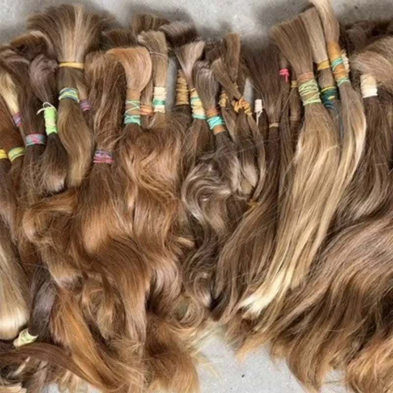 100% Remy Virgin Human Hair Bulk Extensions Double Drawn Super Quality Hair Curl Style Dyed 16~24 Inches Length