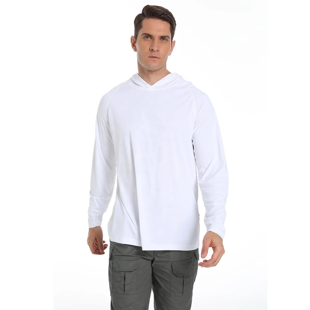 Custom White Long Sleeve SPF 50 Plus Size Breathable 100% Polyester Men's Performance Fishing Shirt