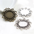 18mm Inner Size Vintage Flower Pendant Connector Blank Base Setting Bezel Trays DIY Jewelry Making Supplies