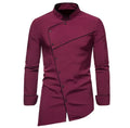 Men's Solid Color Long Sleeved Oversized Shirt With Multiple Buttons Casual European Size Thin Standing Collar Shirt