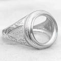 Sterling Silver 13*13mm Semi Mount Men's Ring Frame Empty Blank Bar Bezel Setting S925 Base Without Center Stone for DIY Inlay