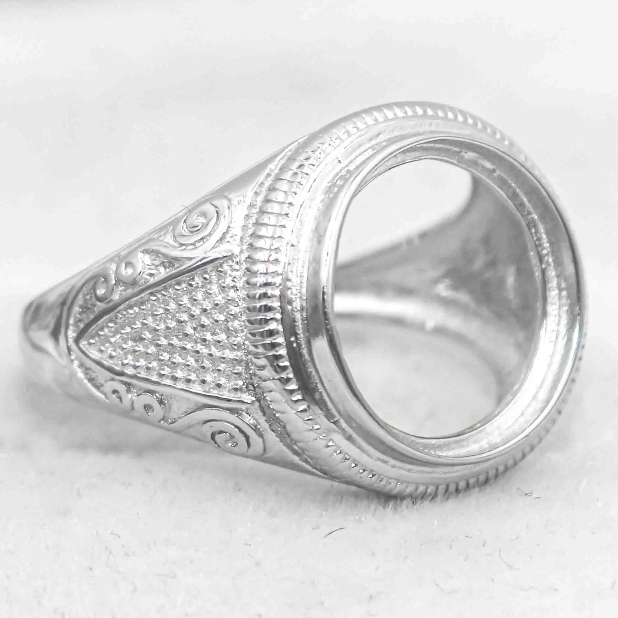 Sterling Silver 13*13mm Semi Mount Men's Ring Frame Empty Blank Bar Bezel Setting S925 Base Without Center Stone for DIY Inlay