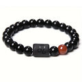 8mm Black Bead Zodiac Sign Bracelet Constelation Stone Bead