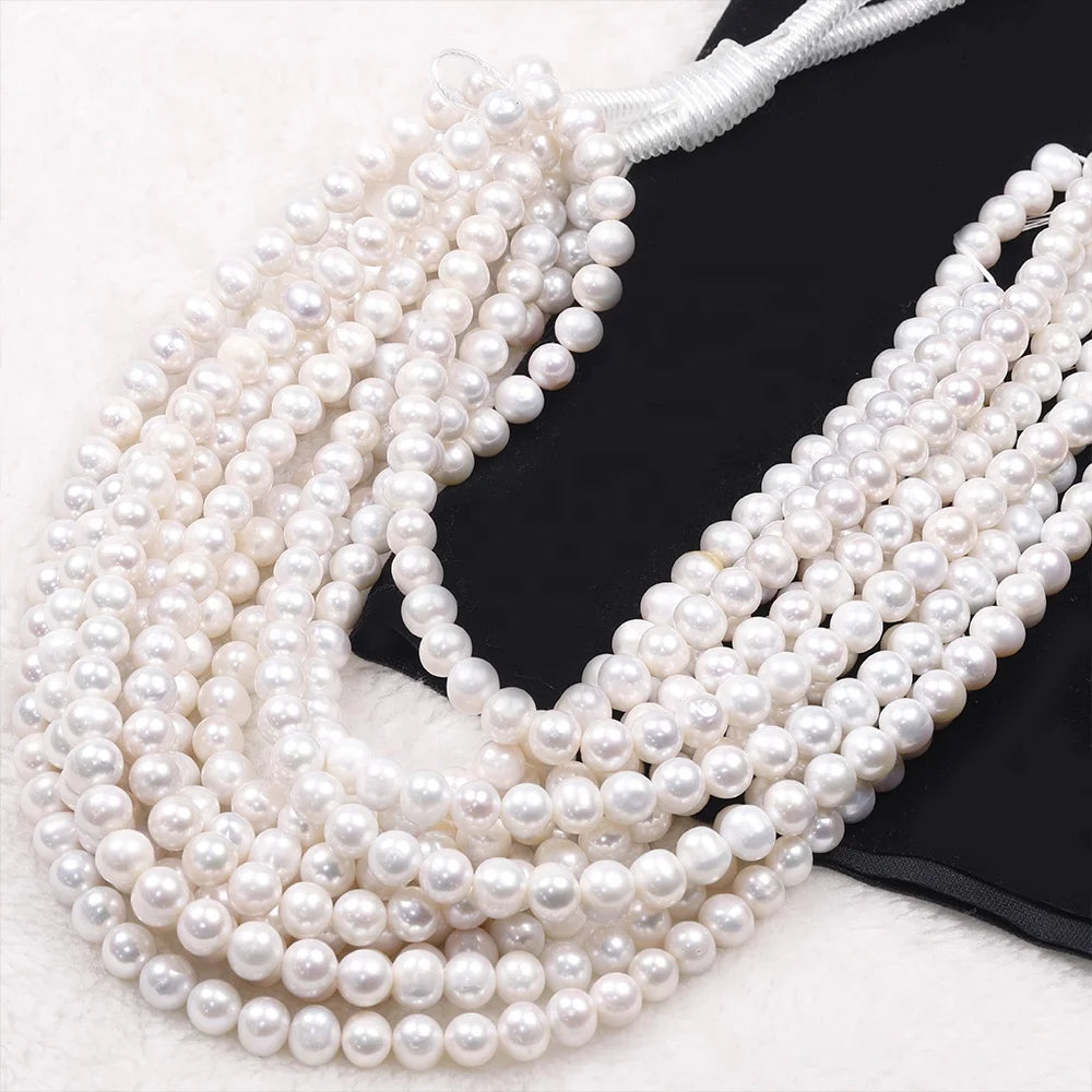 A+ Grade 8-10mm Potato Shape Natural Cultured Freshwater Pearl Necklace Strand 16inches DIY Jewelry