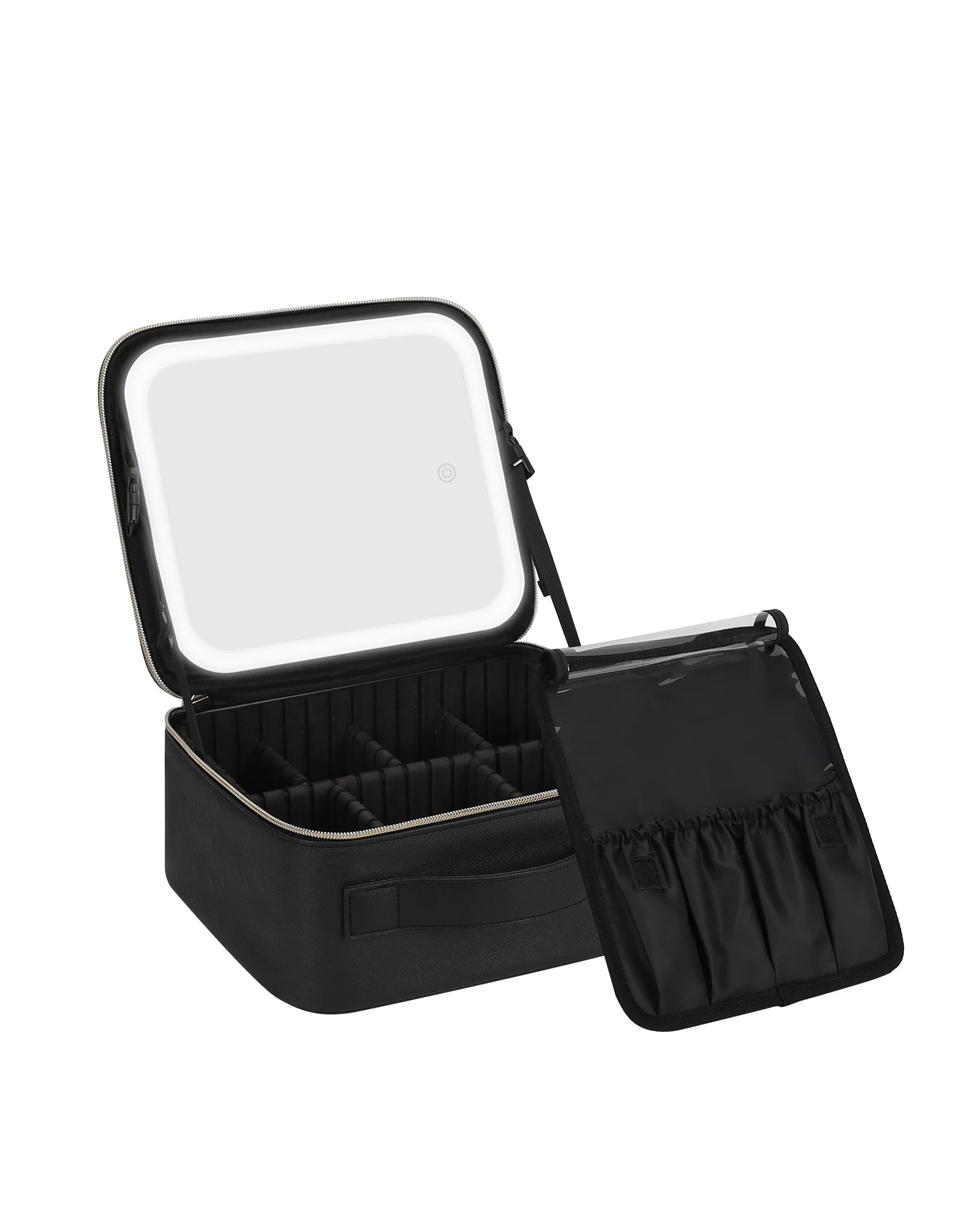 Relavel Fashionable Waterproof Makeup Case with 3 Color LED Rechargeable Mirror Travel Cosmetic Brush Organizer Storage Box