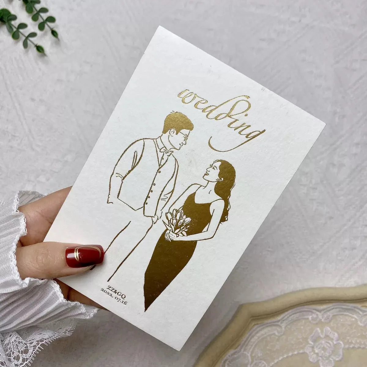 Custom Luxury Gold Foil Invitation Card Wedding Menu Cards Box Vellum Paper Name Cards for Wedding