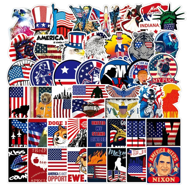 100Pcs America President National Flag Cool USA Sticker for Home Fidge Phone Car Bicycle Laptop Graffiti Stickers Label